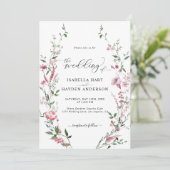 Blume rosa in einem QR-Code Einladung (Stehend Vorderseite)