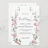 Blume rosa in einem QR-Code Einladung (Vorne/Hinten)