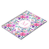 Blume Rosa Lila Monogramm Notizblock (Linke Seite)