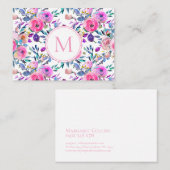 Blume Rosa Lila Monogramm Visitenkarte (Vorne/Hinten)