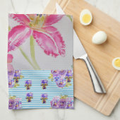 Blume Rosa Lilie Rosa Aquarellfarben Blume Geschirrtuch (Viertel Falte)