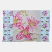 Blume Rosa Lilie Rosa Aquarellfarben Blume Geschirrtuch (Horizontal)