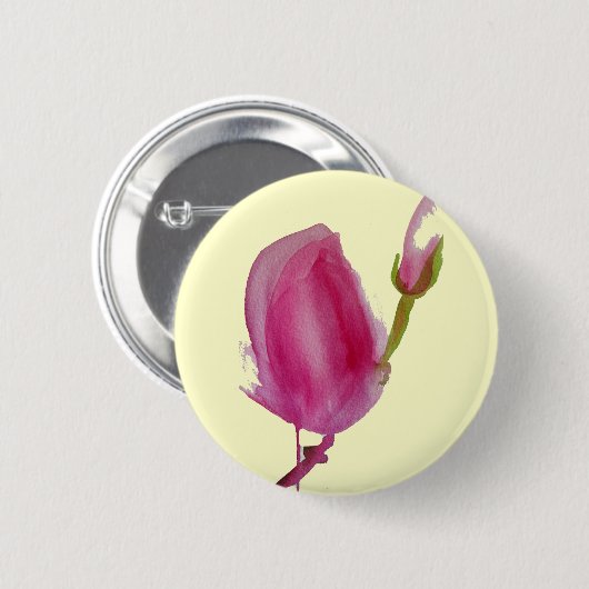 Blume Rosa Magnolia Button (Vorne & Hinten)