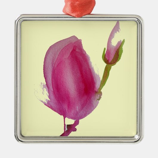 Blume Rosa Magnolia Ornament Aus Metall (Vorne)