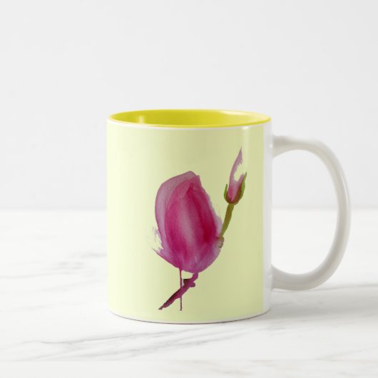 Blume Rosa Magnolia Zweifarbige Tasse (Rechts)