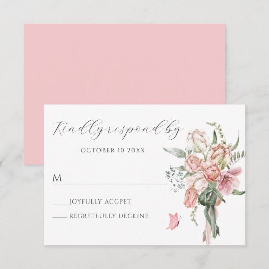 Blume rosa Pastellfarben RSVP Karte (Vorne/Hinten)