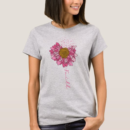 Blume Rosa Ribbon Brustkrebs Bewusstsein Frauen T-Shirt (Vorderseite)