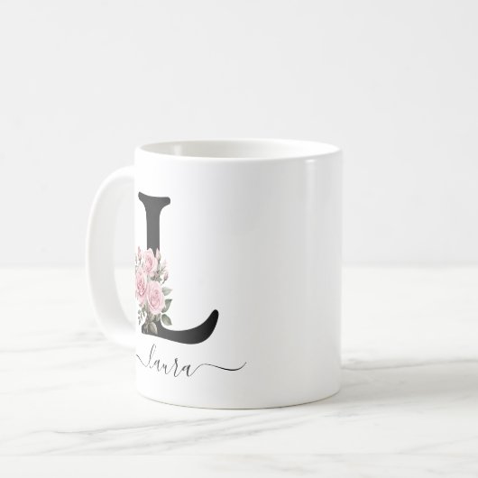 Blume Rosa Rosen Tasse der ersten L-Monogramm-Flor (Vorderseite Links)
