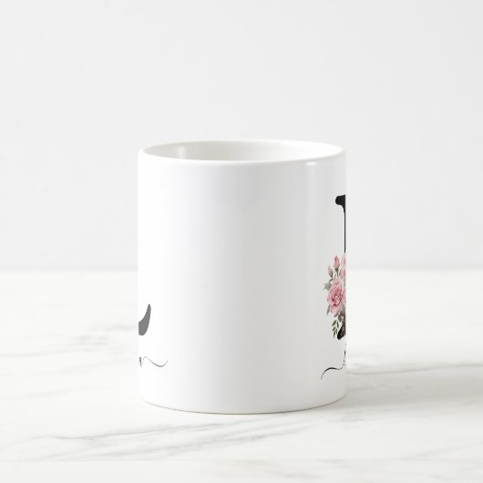 Blume Rosa Rosen Tasse der ersten L-Monogramm-Flor (Mittel)