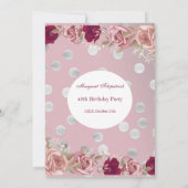 Blume Rosa Roses Geburtstagsparty Einladung (Rückseite)