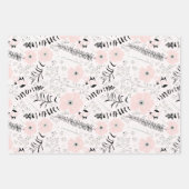 Blume Rosa Schwarzes Botanisches Dekoupage-Geschen Geschenkpapier Set (Vorderseite 3)