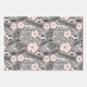 Blume Rosa Schwarzes Botanisches Dekoupage-Geschen Geschenkpapier Set (Vorderseite 2)