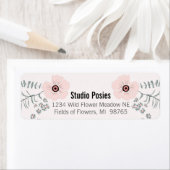 Blume Rosa Schwarzes Botanisches Muster (Insitu)