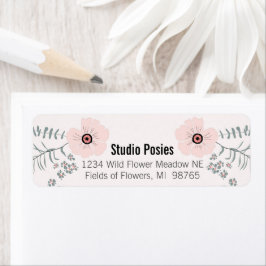 Blume Rosa Schwarzes Botanisches Muster