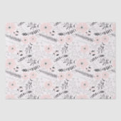 Blume Rosa Schwarzes Botanisches Muster Seidenpapier (Vorderseite)