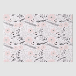 Blume Rosa Schwarzes Botanisches Muster Seidenpapier