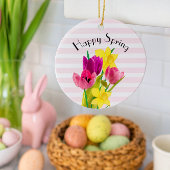 Blume Rosa Tulpen und Dochsen Keramik Ornament