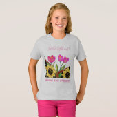 Blume Rosa Tulpen und Gelbe Sonnenblumen T-Shirt (Vorne ganz)