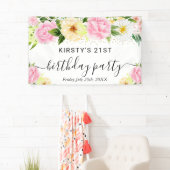 Blume Rosa und Gelb Boho Geburtstag Willkommen Banner (Insitu)