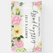 Blume Rosa und Gelb Boho Geburtstag Willkommen Banner (Vertikal)