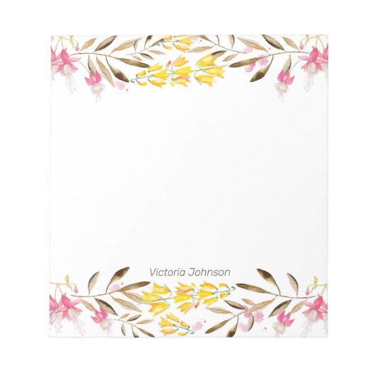 Blume Rosa und Gelb Notizblock (Vorderseite)