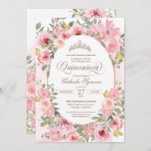 Blume Rosa und Rot Wasserfarben Blumenkohle Einladung (Vorne/Hinten)