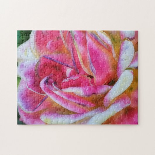 Blume Rosa und Weiße Rosenblätter Puzzle (Horizontal)