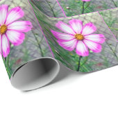Blume Rosa und Weißkosmos Geschenkpapier (Rolleneckpunkt)