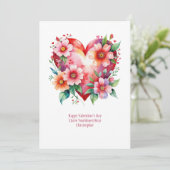 Blume Rosa Valentinstag Feiertagskarte (Stehend Vorderseite)