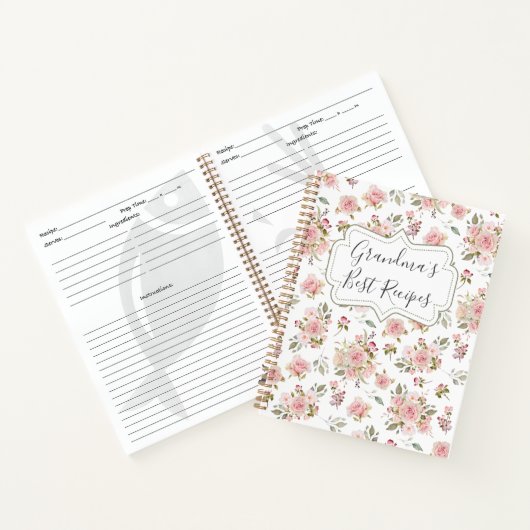 Blume Rosa Wasserfarbe Rose Blumengranma Rezept Notizblock (Innenseite)