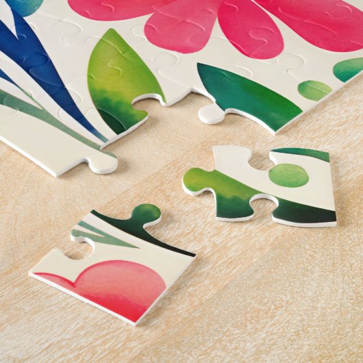 Blume Rosa Wasserfarben Art Puzzle (Seite)