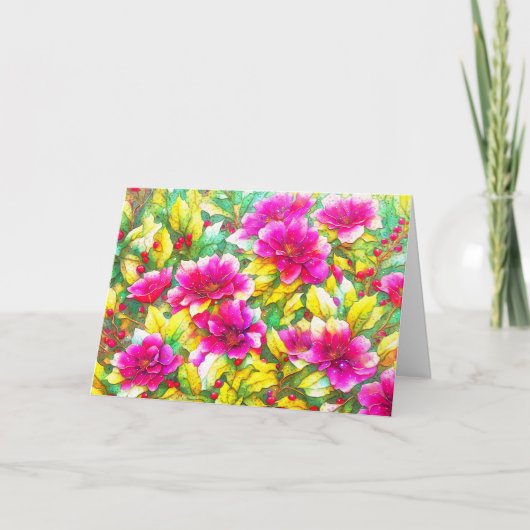 Blume Rosa Weihnachten Karte (Vorderseite)