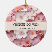 Blume Rosa weiße Geburtsname Keramik Ornament (Vorne)