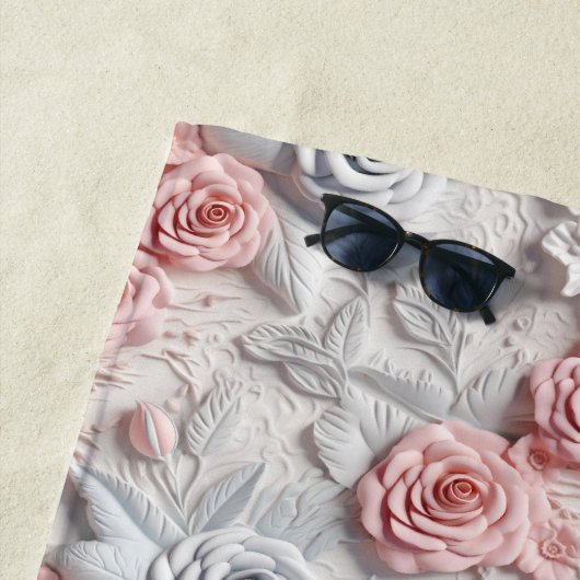 Blume Rosa-weiße Monogramm Strandtuch (Beispiel)