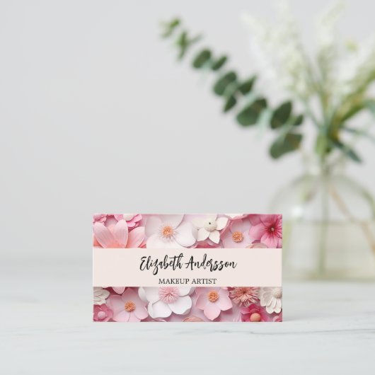 Blume Rosa weißes Foto QR-Logo Visitenkarte (Stehend Vorderseite)