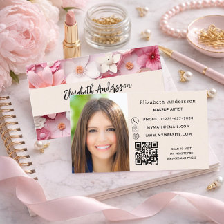 Blume Rosa weißes Foto QR-Logo Visitenkarte