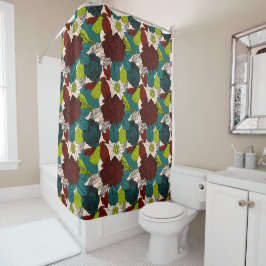 Blume Rose Blattgrün Aquamarin Duschvorhang