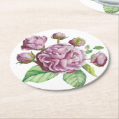 Blume Rose Camellia Runder Pappuntersetzer (Angewinkelt)