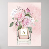 Blume Rose Elegantes Parfüm Flasche Monogramm Poster (Vorne)