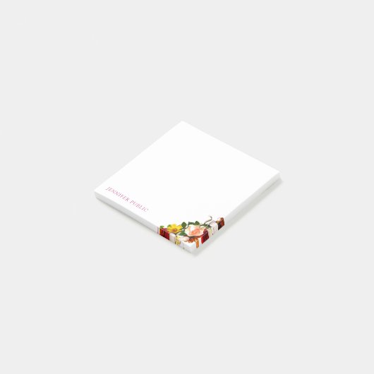 Blume Rose Farbflora Moderne Vorlage Post-it Klebezettel (angewinkelt)