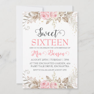 Blume Rose Gold Bonbon 16 Geburtstagseinladungen Einladung