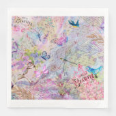 Blume Rose Gold Decoupage Birds Butterfly Script Serviette (Vorderseite)