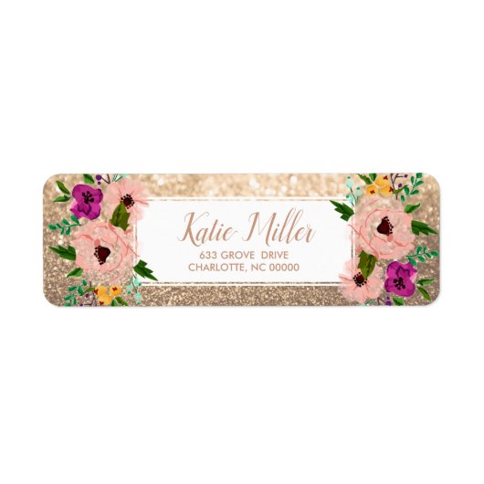 Blume Rose Gold Glitzer Label (Vorne)