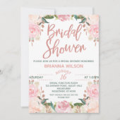 Blume Rose Goldbridal Dusche Einladung (Vorderseite)