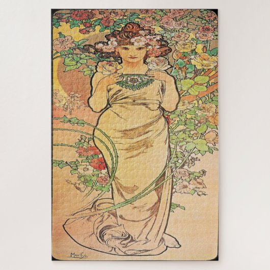 Blume - Rose: Jugendstil von Mucha Edition 2 Puzzle (Vertikal)