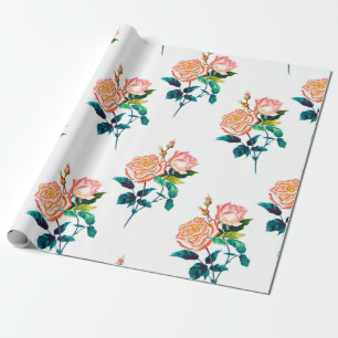 Blume Rose mit Blätter Aquarellfarben nahtlose Pa Geschenkpapier