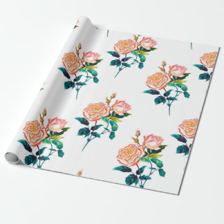 Blume Rose mit Blätter Aquarellfarben nahtlose Pat Geschenkpapier