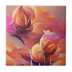 Blume Rose Pfirsich und rosa Digitalkunst Fliese