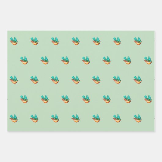 Blume, Rose und Bluebirts Geschenkpapier Set (Vorderseite 3)