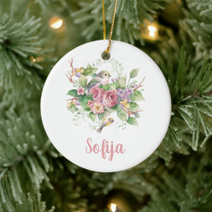 Blume Rose Wasserfarbe Keramik Ornament